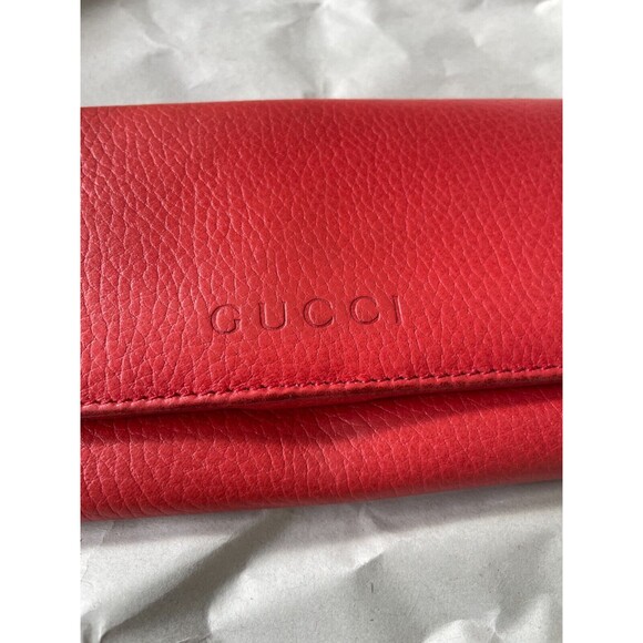 Gucci Wallet Bifold Long Leather Women’s One Size Red Authentic Designer Vintage - Picture 2 of 16